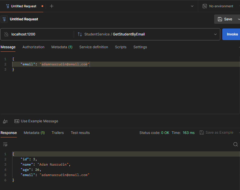 output client gRPC using postman