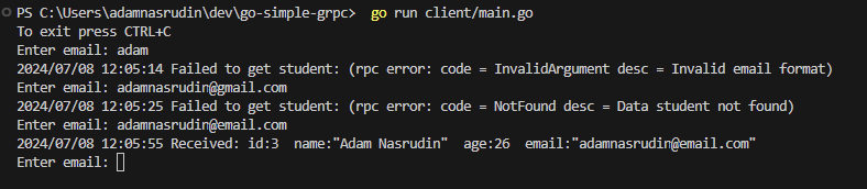 output client in terminal