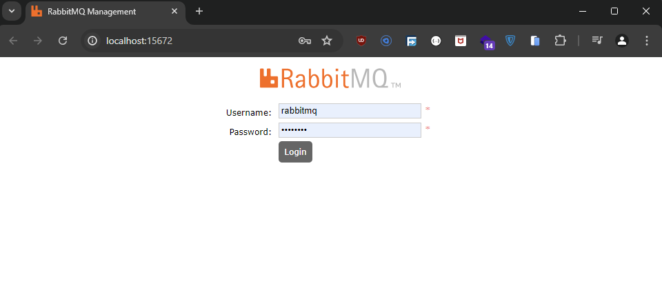 Open RabbitMQ manager in browser
